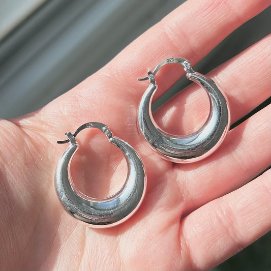 CHUNKY SILVER HOOPS